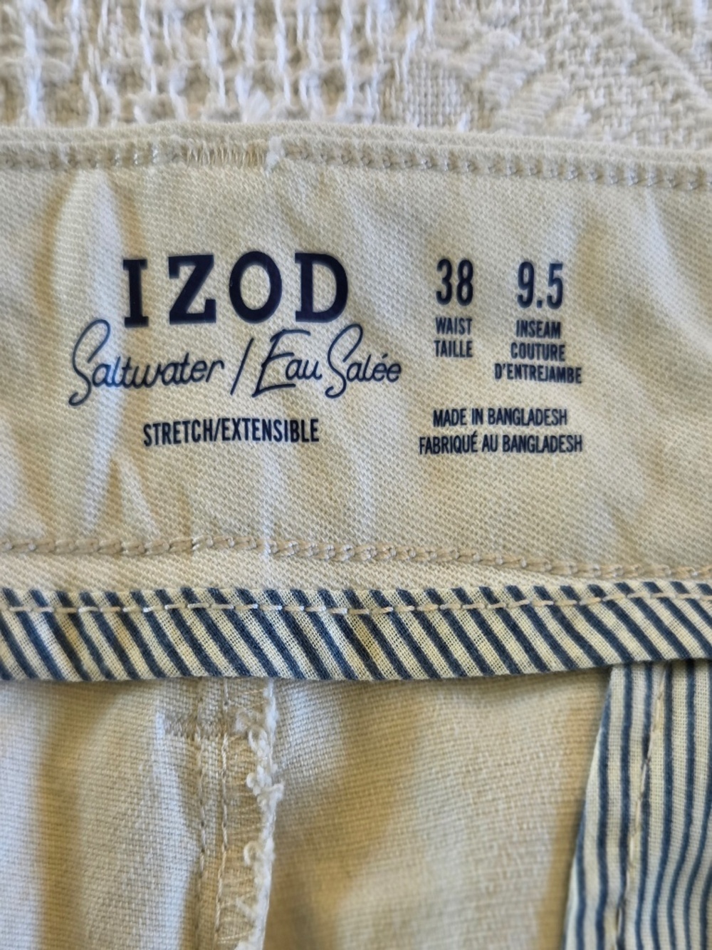 NWT Izod Saltwater men's shorts beige 38x9.5 preppy coastal nautical minimalist - Picture 8 of 9
